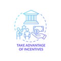 Take advantage of incentives blue gradient concept icon