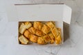 Take Away Burek Bosnian Borek Manti Pastry with Potatoes in Plastic Box / Package