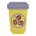 Take away coffee decaf icon, cartoon style