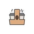 Take away coffee holder filled outline icon
