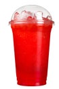 Take-away drink. Refreshing drink in a plastic cup. Red berry juice.