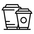 Take away drinks cups icon, outline style