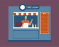 Take away food. Flat vector illustration