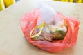 Take away food packed in plastic bags are toxic and environmental unfriendly