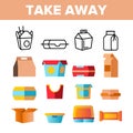 Take Away Food Vector Thin Line Icons Set Royalty Free Stock Photo