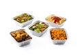 Take away healthy food in foil boxes Royalty Free Stock Photo