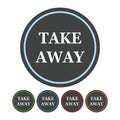 Take away sign icon. Takeaway food or coffee drink symbol. Colored flat icons on white background. Take away sign icon.