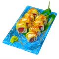 Take away sushi express on plastic tray Royalty Free Stock Photo