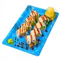 Take away sushi express on plastic tray Royalty Free Stock Photo