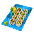 Take away sushi express on plastic tray Royalty Free Stock Photo