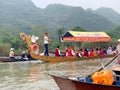 Take a boat at Yen stream .Huong pagoda festival. My Duc, Hanoi, Vietnam March 2, 2019