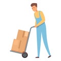 Take box cart icon cartoon vector. House move