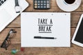 Take a break on notebook on Office desk with computer technology