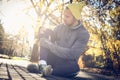 Take a break from run. Young man. Royalty Free Stock Photo