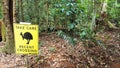 Take care sign, recent crossing of cassowary