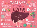 Take care of your liver. Creative landscape poster in modern style.