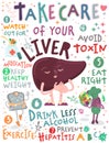Take care of your liver. Creative vertical poster in modern style.