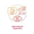 Take care of your pets red concept icon