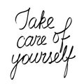 Take care of yourself phrase, editable hand drawn vector lettering