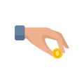Take coin compensation icon flat isolated vector