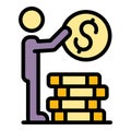 Take coin stack icon color outline vector