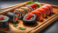 Take a Culinary Journey to Japan with this Classic Sushi Platter on a Wooden Tray