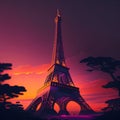 Breathtaking View of the Eiffel Tower at Sunset