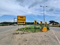 Take diversion sign board on a highway