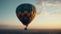 A moving shot of a hot air balloon soaring in the sky created with Generative AI