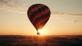 A moving shot of a hot air balloon soaring in the sky created with Generative AI