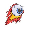 Take a glimpse at this creatively designed flaming eyeball in cartoon style