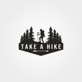 Take a hike logo vector with man hiking symbol illustration design Royalty Free Stock Photo