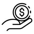 Take immigrants money icon, outline style