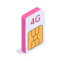 Take a look at this creative isometric icon of sim card in editable style Royalty Free Stock Photo