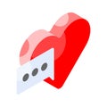 Take a look at this trendy isometric icon of romantic chat, love message vector