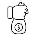 Take money bag collateral icon outline vector. Investment capital Royalty Free Stock Photo