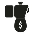 Take money bag icon simple vector. Currency atm safe