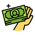 Take money cash icon, outline style Royalty Free Stock Photo