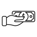 Take money cash icon outline vector. Finance help