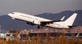 Take off passenger plane in the sky. Airport Barcelona Royalty Free Stock Photo