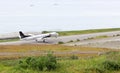 Take off of A SAAB 2000s aircraft of Pen Air at Tom Madsen, Dutch Harbor, Unalaska.