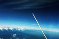 Take off space rocket on a background of blue sky and sun. Elements of this image were furnished by NASA Royalty Free Stock Photo