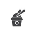 Take out box with rice and chopsticks vector icon Royalty Free Stock Photo