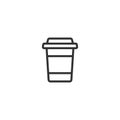 Take-out coffee with cap and cup holder. disposable cardboard cup of coffee. Paper container icon.