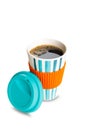 Take-out coffee in thermo cup. Isolated on a white ,included clipping path