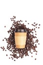 Take out cup and coffee beans Royalty Free Stock Photo