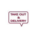 TAKE OUT & DELIVERY TEXT WRITTEN IN DROP SHADOW EFFECT FOR SIGNAGE AT SHOP