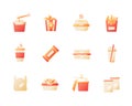 Take out fast food vector flat color icon set Royalty Free Stock Photo
