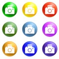 Take photo target icons set vector