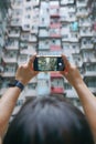 Take Photo with Yick Fat Building, Quarry Bay, Hong Kong.